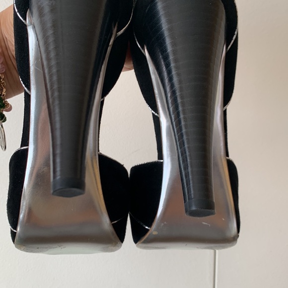 Arden B heels silver and black formal/cocktail/night out/party heels/leather - Picture 5 of 10